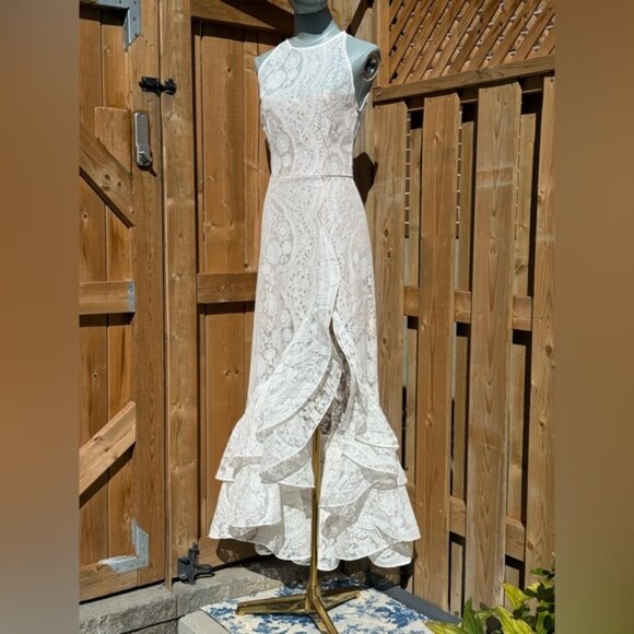 🆕 BRONX & BANCO 🧿 NWOT Sicilia White Lace Tiered Ruffle Dress, Sz XS US 2 - Picture 3 of 16